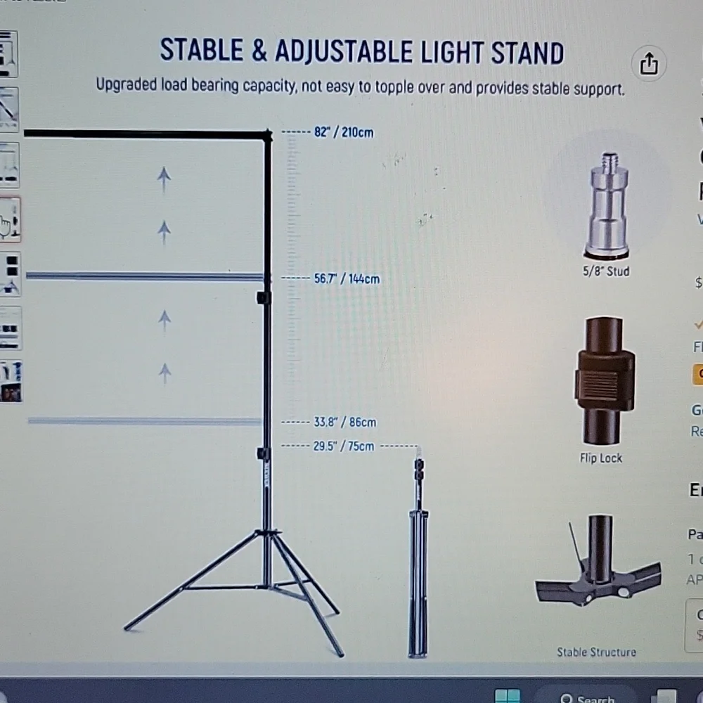 Neewer photo studio backdrop support system 10x7ft adjustable 2 carry bag New…